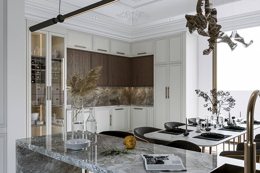 modern kitchen & dining room