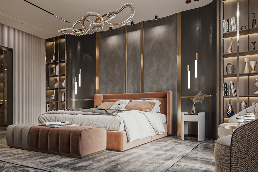 modern master bedrom